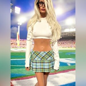 Fenty x Puma by Rihanna White Long Sleeved Mock Neck Crop Top XS Extra Small NWT